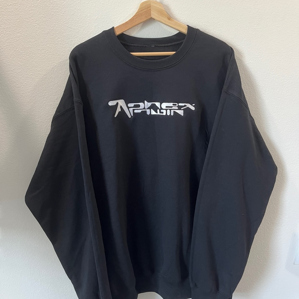 Black Aphex Twin Graphic Sweatshirt, Y2K Retro Music, Techno DJ Electronic Music